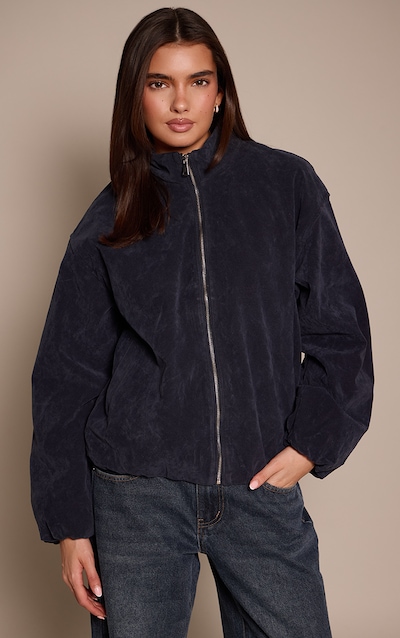Navy Suede Bomber Jacket