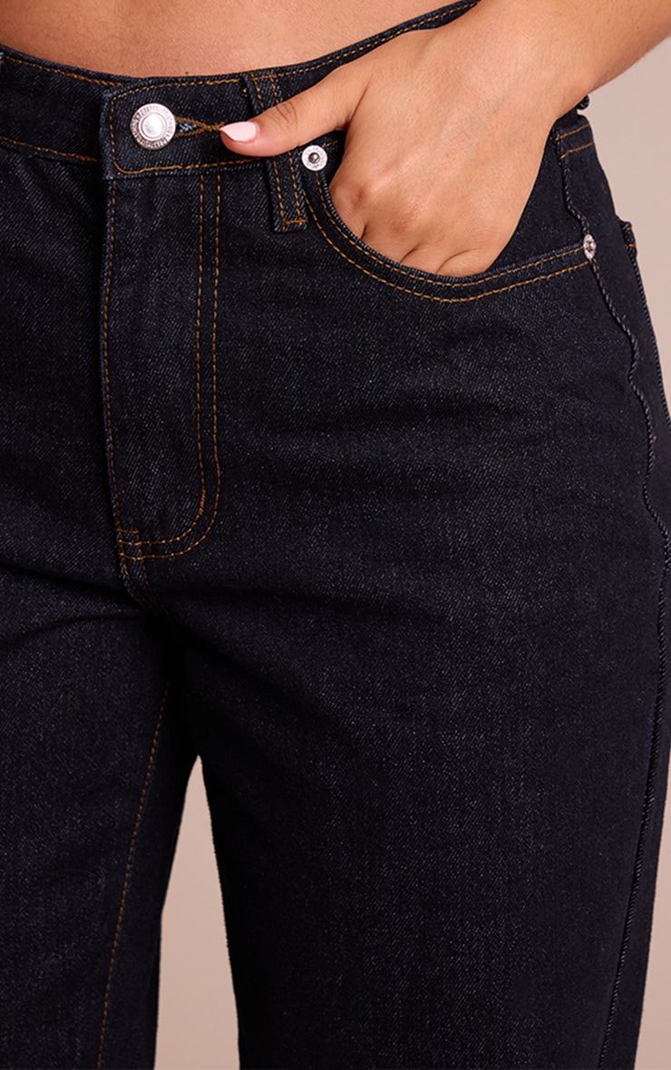 Petite Dark Blue High Waist Mom Jean image 4