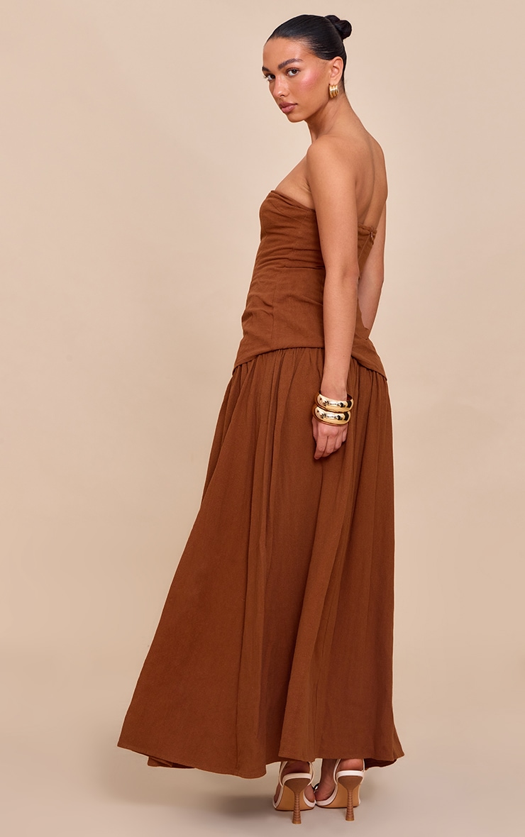Robe bustier longue châtaigne à buste long image 2