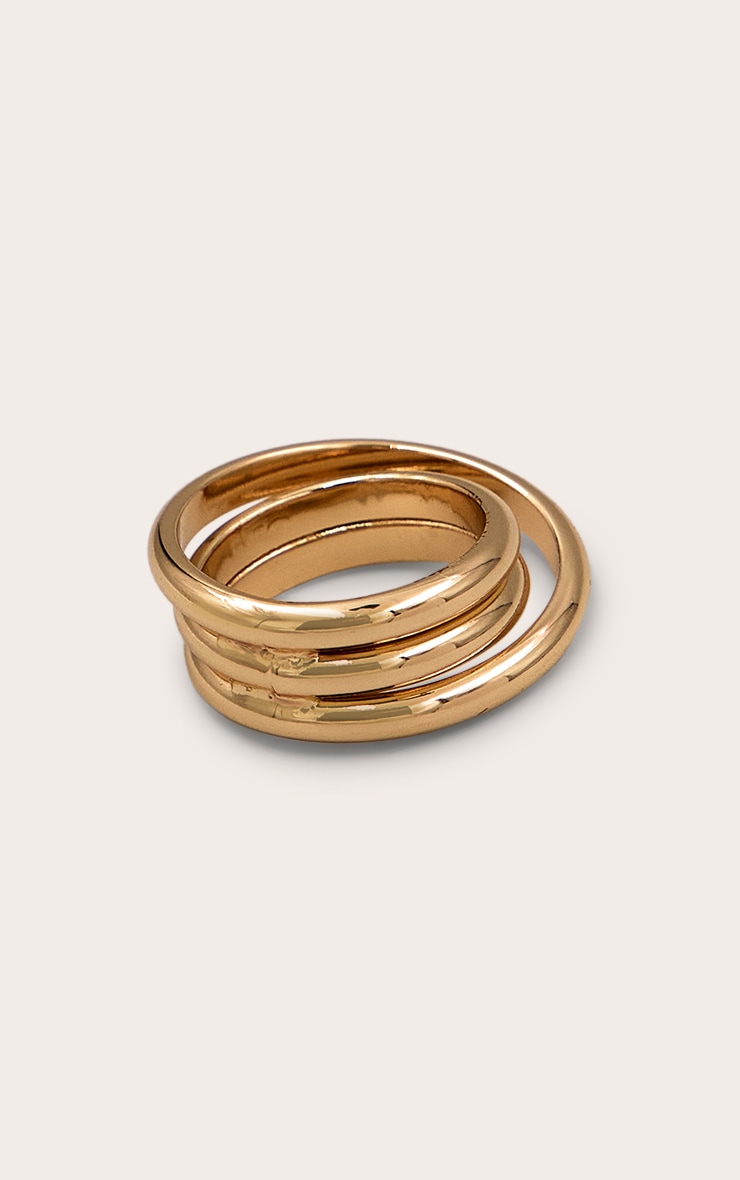 Gold Triple Layer Stacked Ring image 2