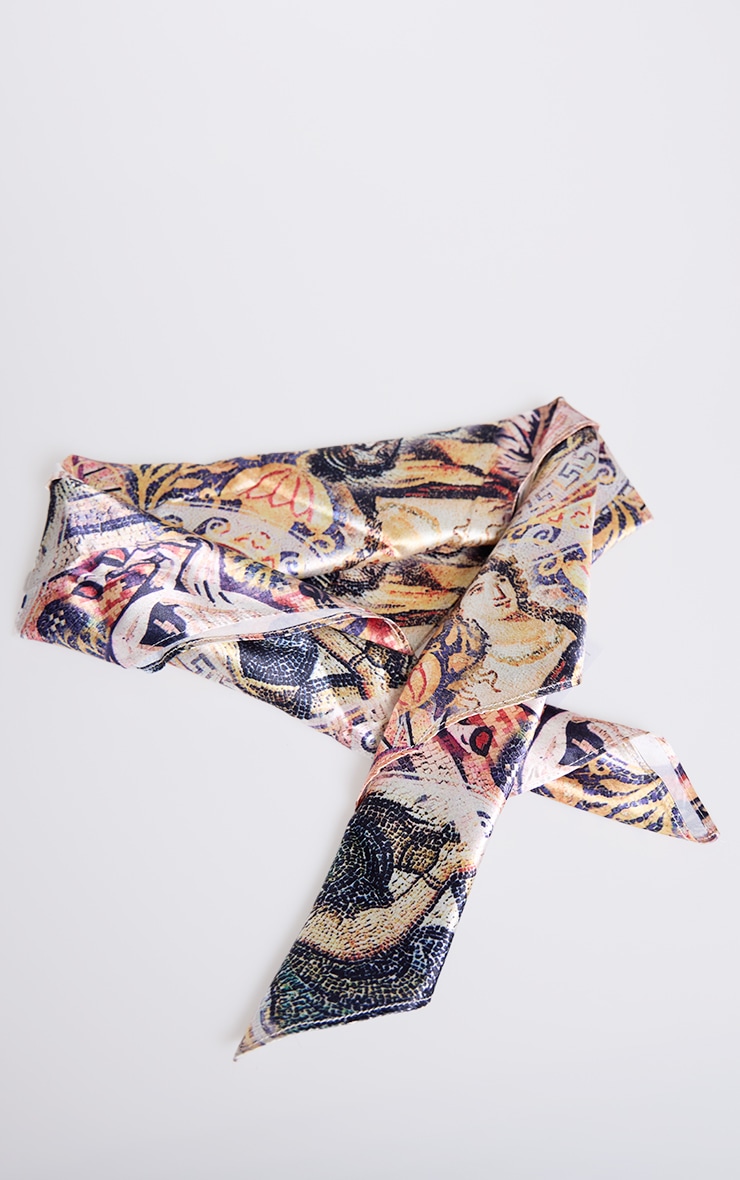 Yellow Roman Horse Mosaic Print Satin Bandana image 2