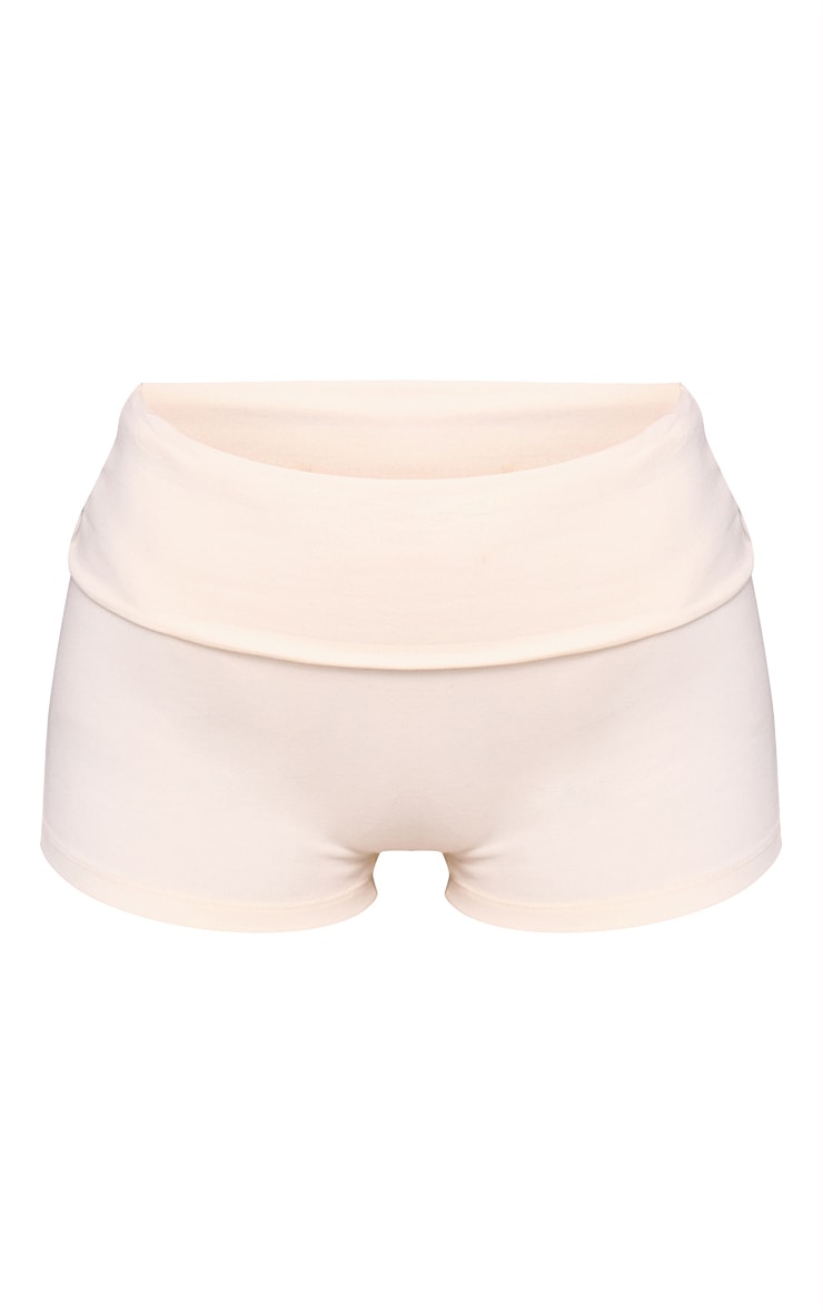 Cream Soft Cotton Fold Waist Hot Pant image 5