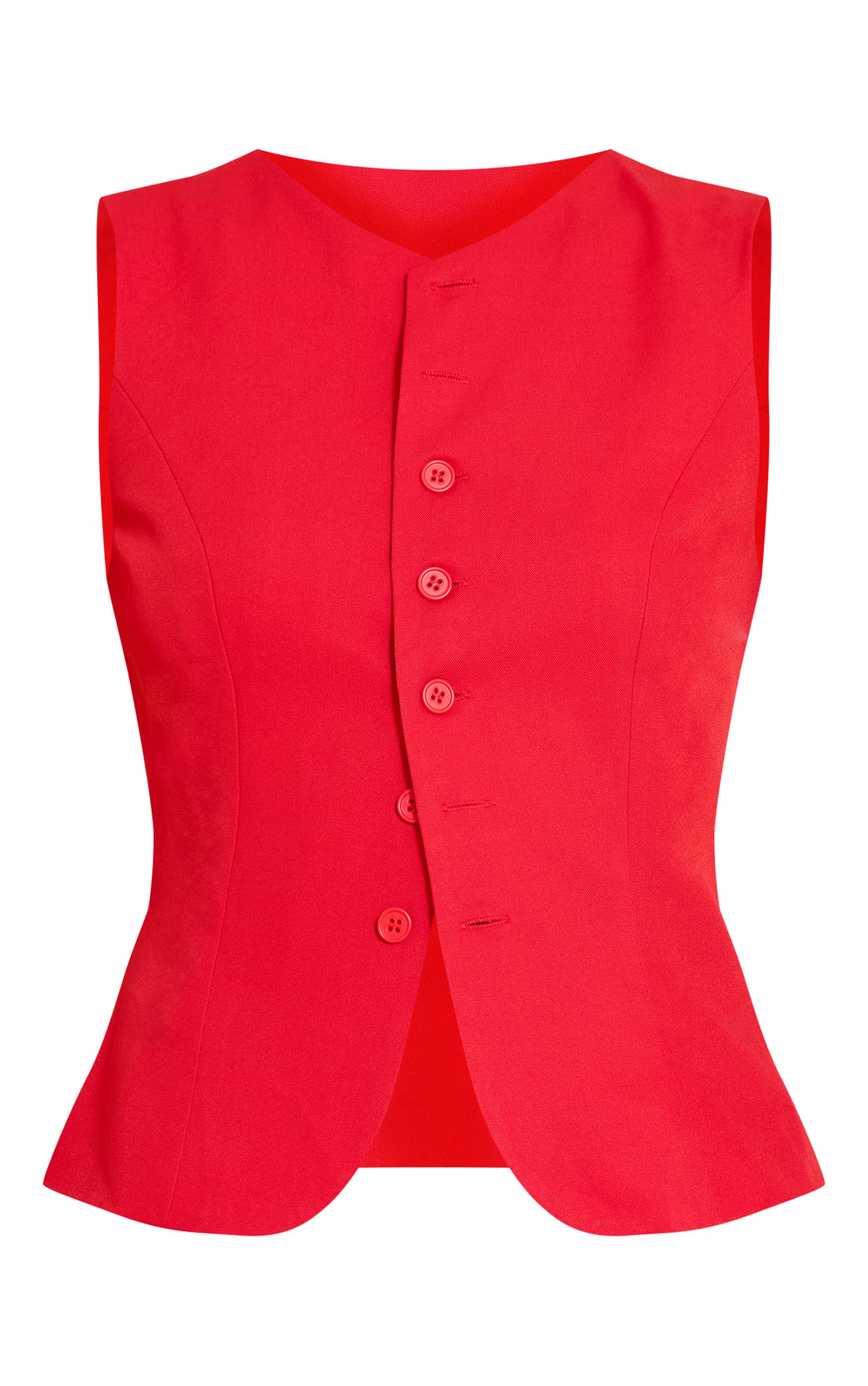 Tomato Red Tailored Woven Vest image 5