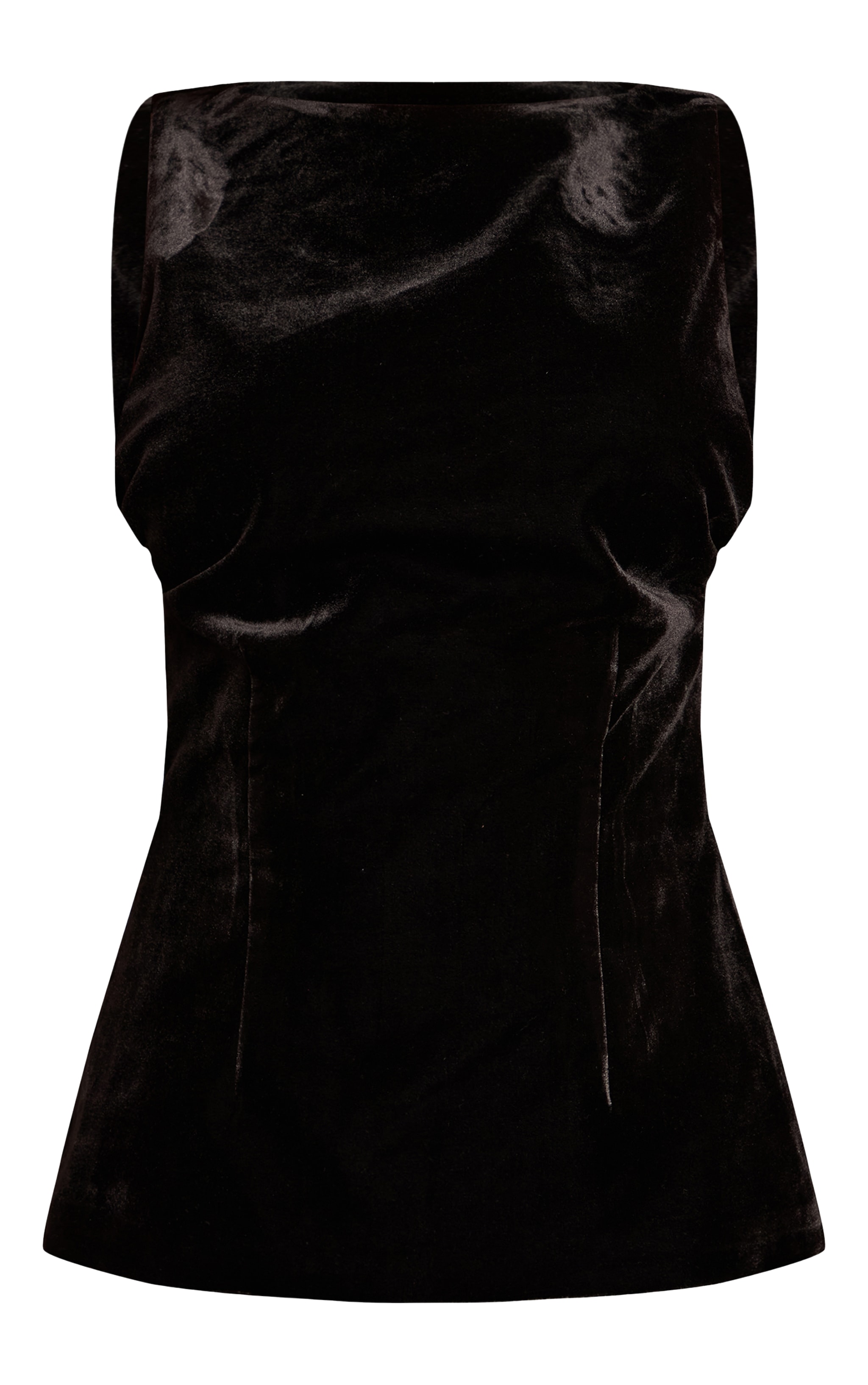 Black Velvet Boatneck Fitted Top image 5