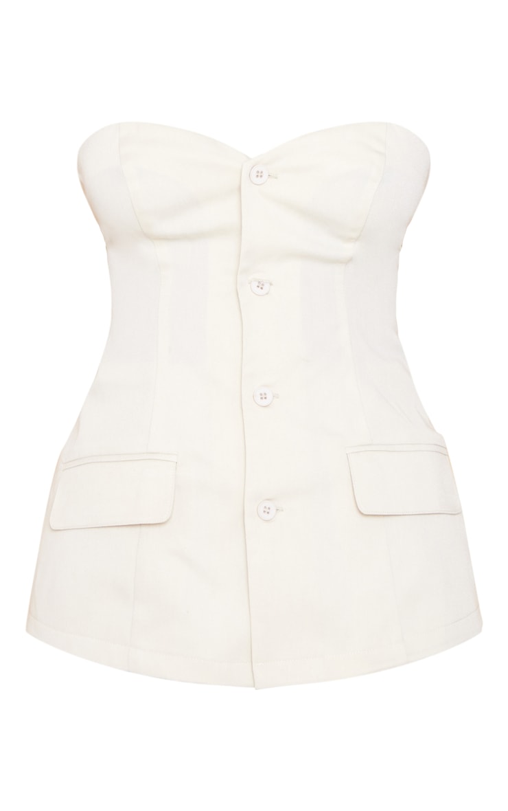 Tall Beige Button Up Front Corset Top image 5