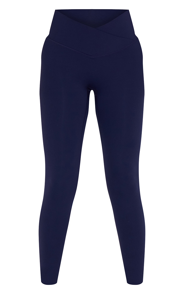 Navy Wrap Waist Sculpted Gym Leggings image 5