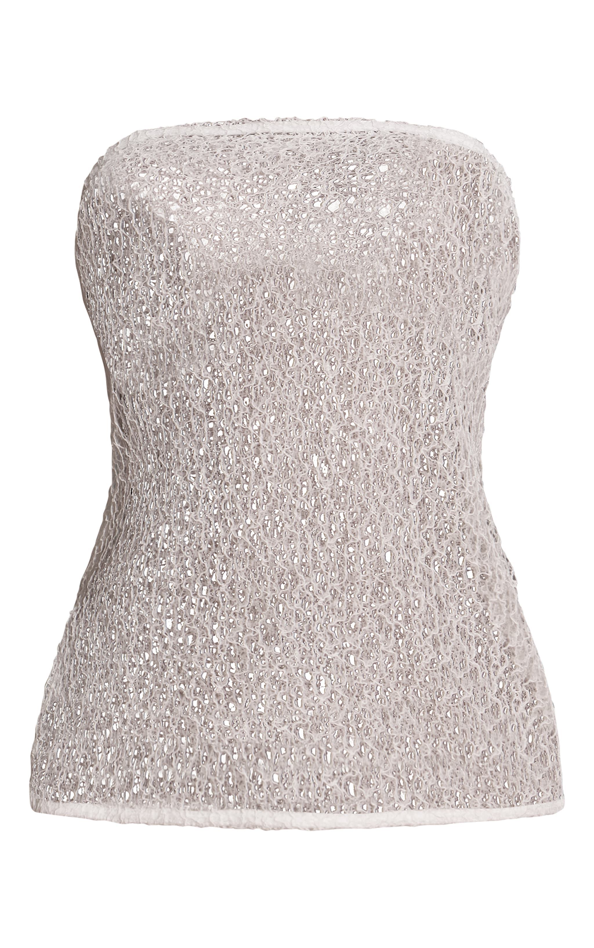 White Textured Knit Longline Bandeau image 5
