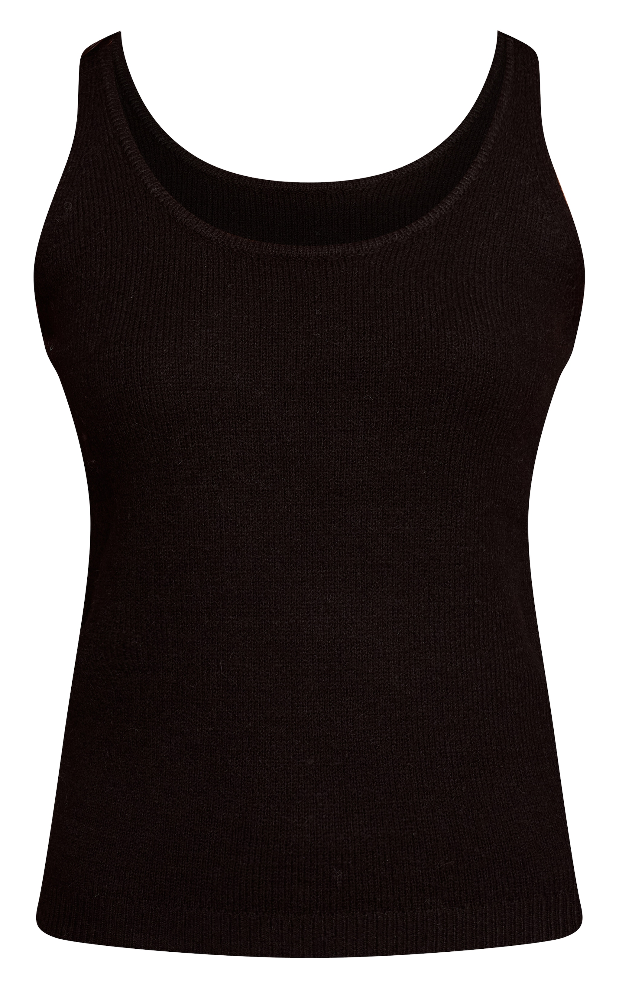 Black Knitted Scoop Neck Cami Top image 5