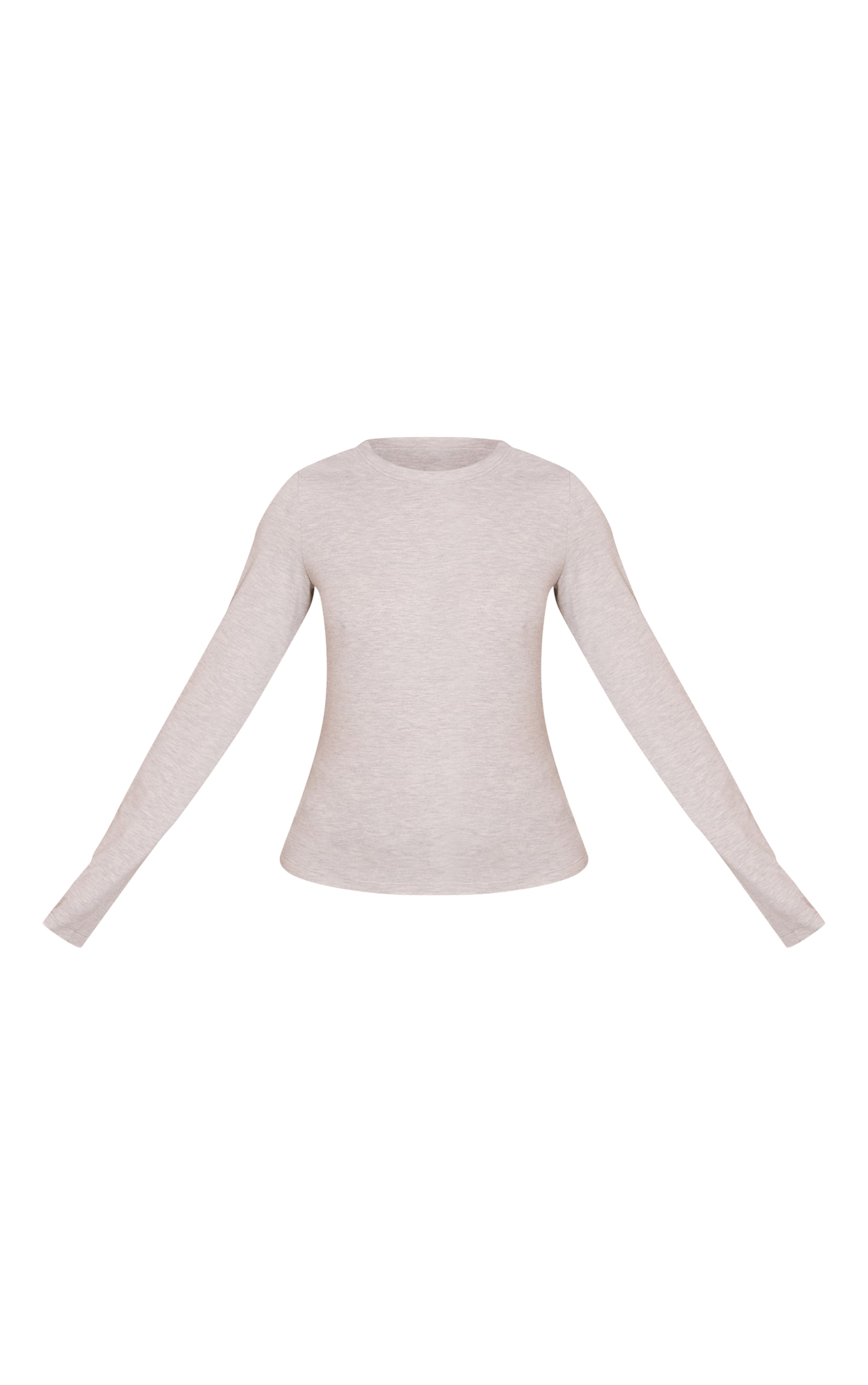 Petite Top long en coton doux gris chiné à col ras et manches longues image 5