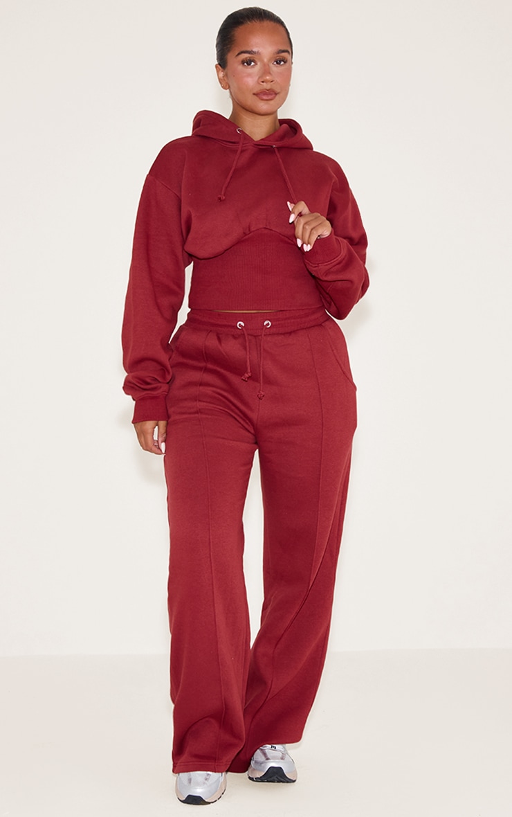 Shape Rosewood Sweat Cropped Shirred Waist Hoodie image 3