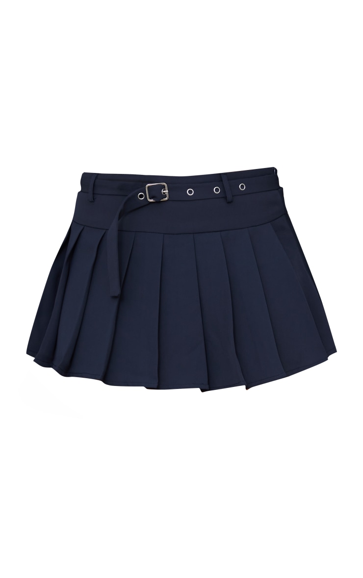 Charcoal Woven Low Rise Pleated Micro Mini Skirt image 6