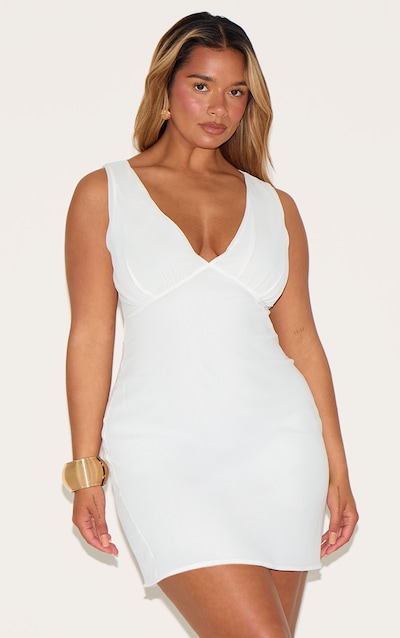 Shape Mini robe en mousseline de soie blanche à décolleté devant