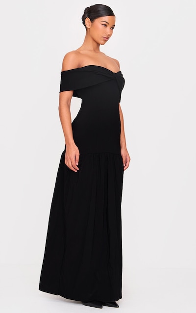 Black Bow Detail Drop Waist Maxi Dress