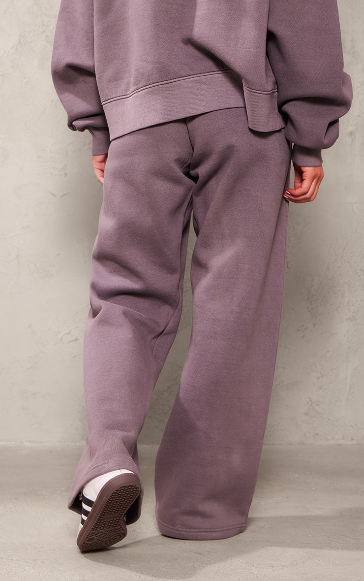 Dark Grey Premium Washed Oversized Pintuck Wide Leg Track Pants image 3