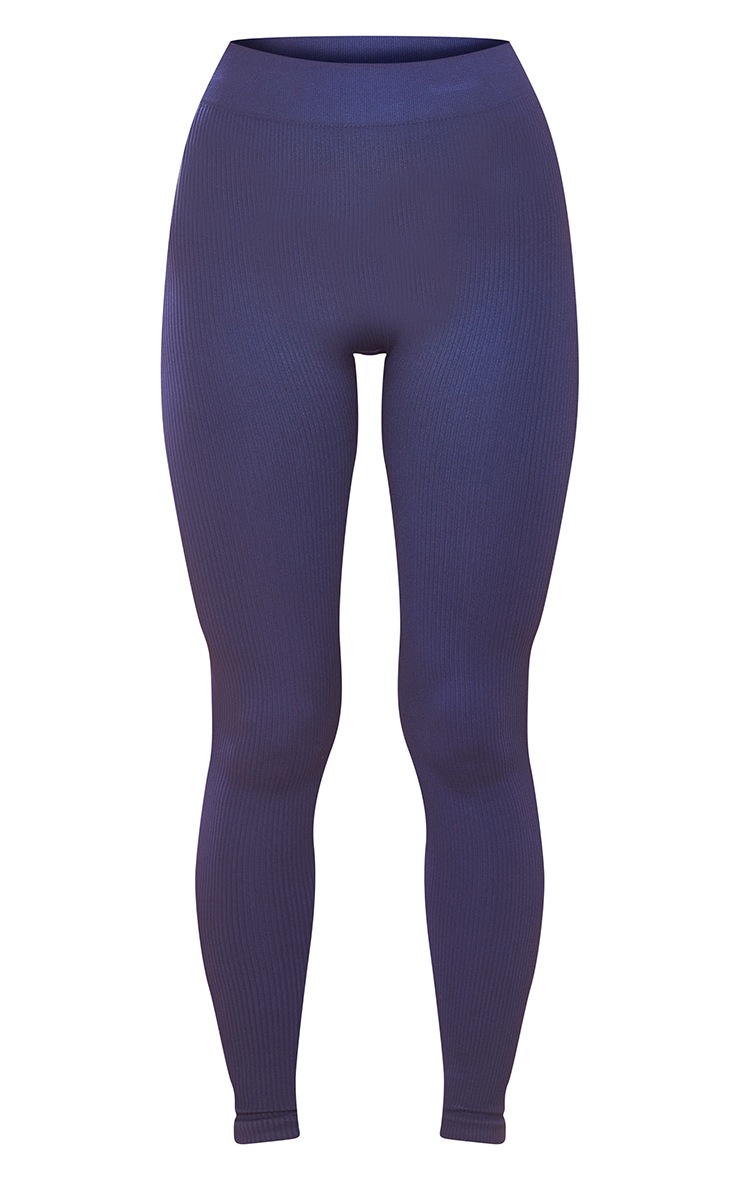 Navy Structured Contour Rib Leggings image 5