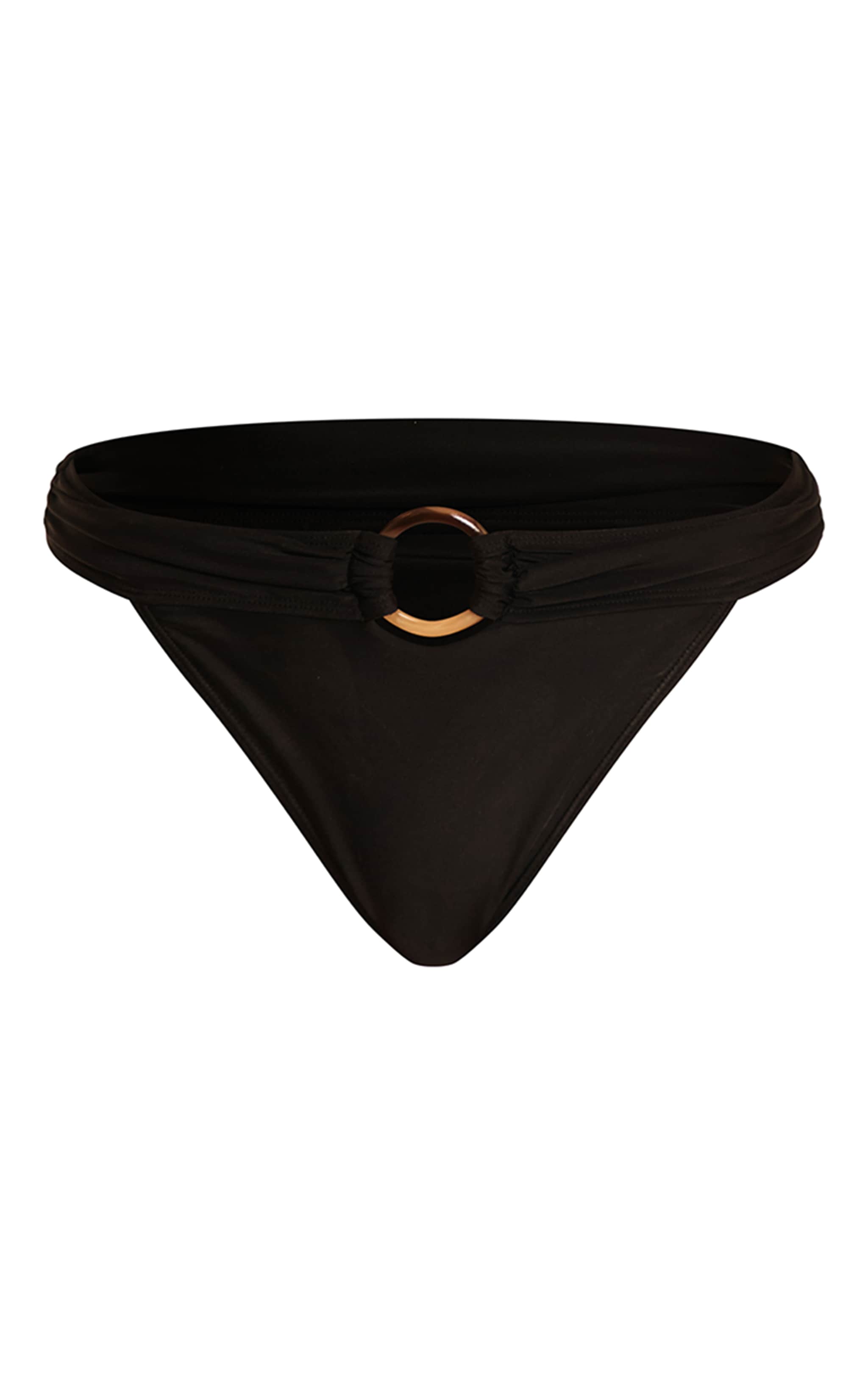 Black O Ring Detail Tanga Bikini Bottoms image 5