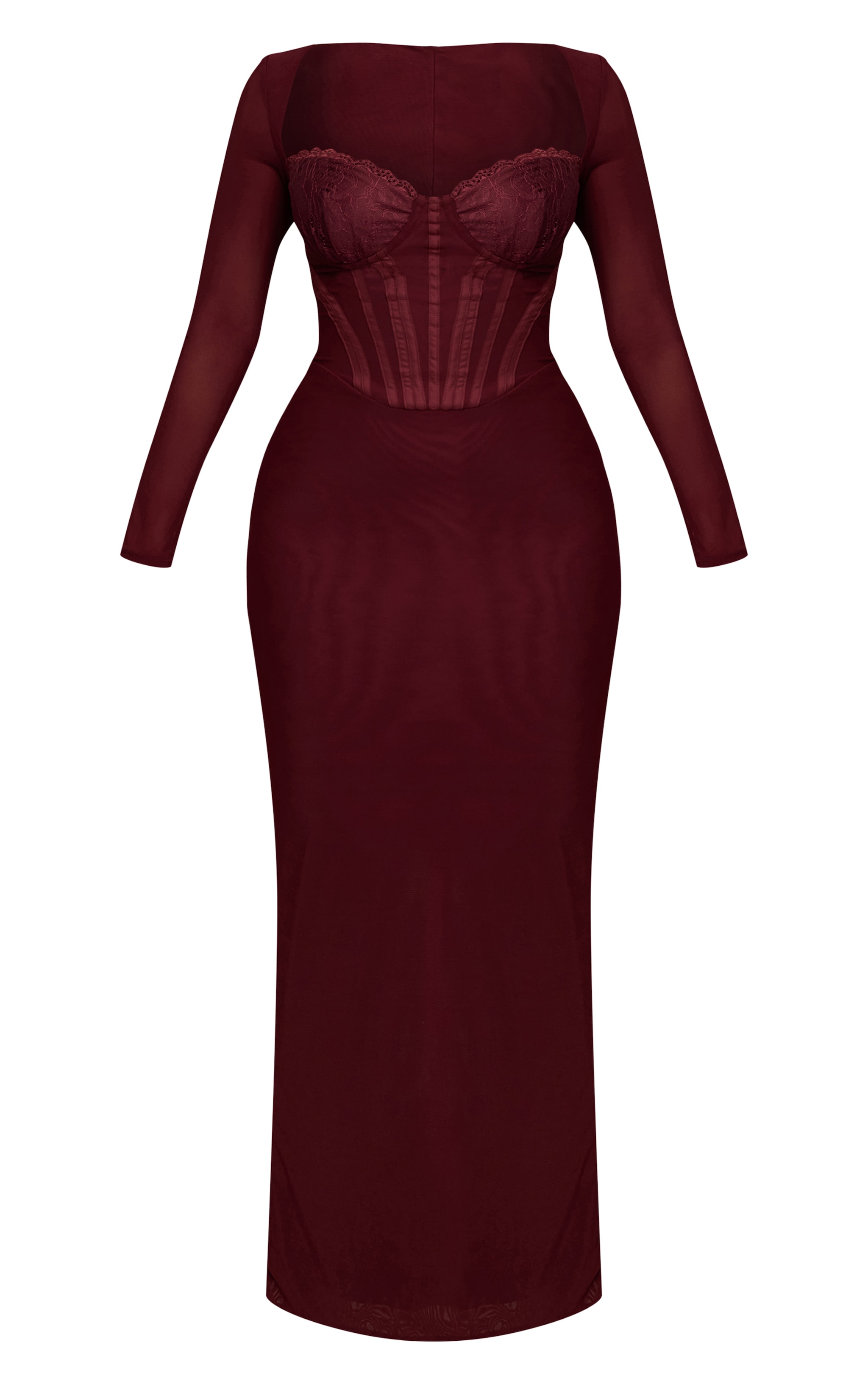 Shape Plum Mesh Lace Insert Corseted Maxi Dress image 5