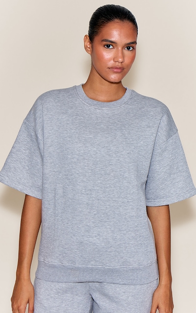 Grey Marl Oversized Drop Shoulder Sweat T-Shirt