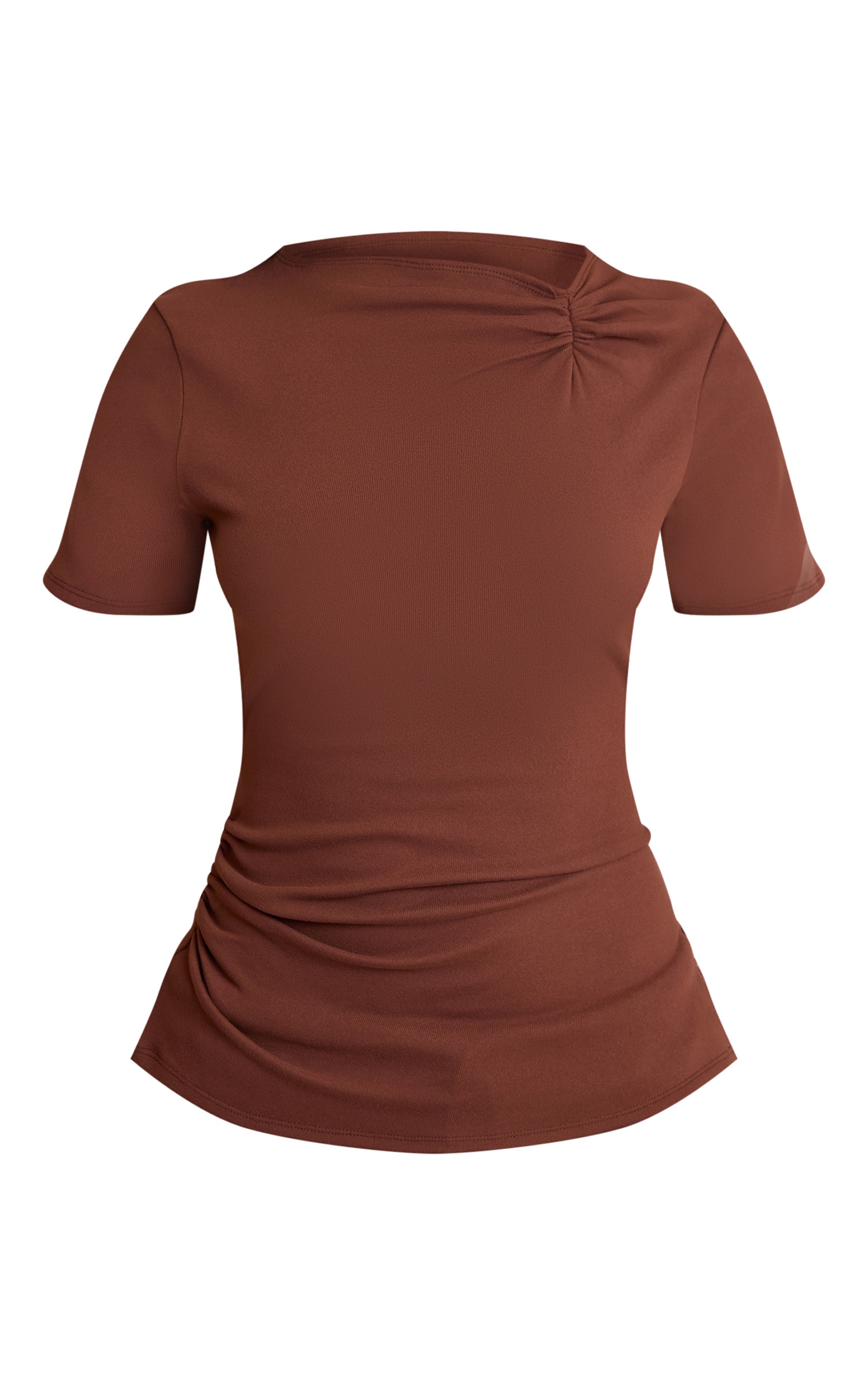 Petite Chocolate Super Soft Twist Detail Cap Sleeve Top image 5