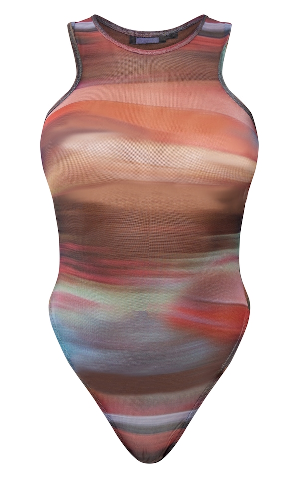 Multi Abstract Print Sleeveless Bodysuit PrettyLittleThing CA