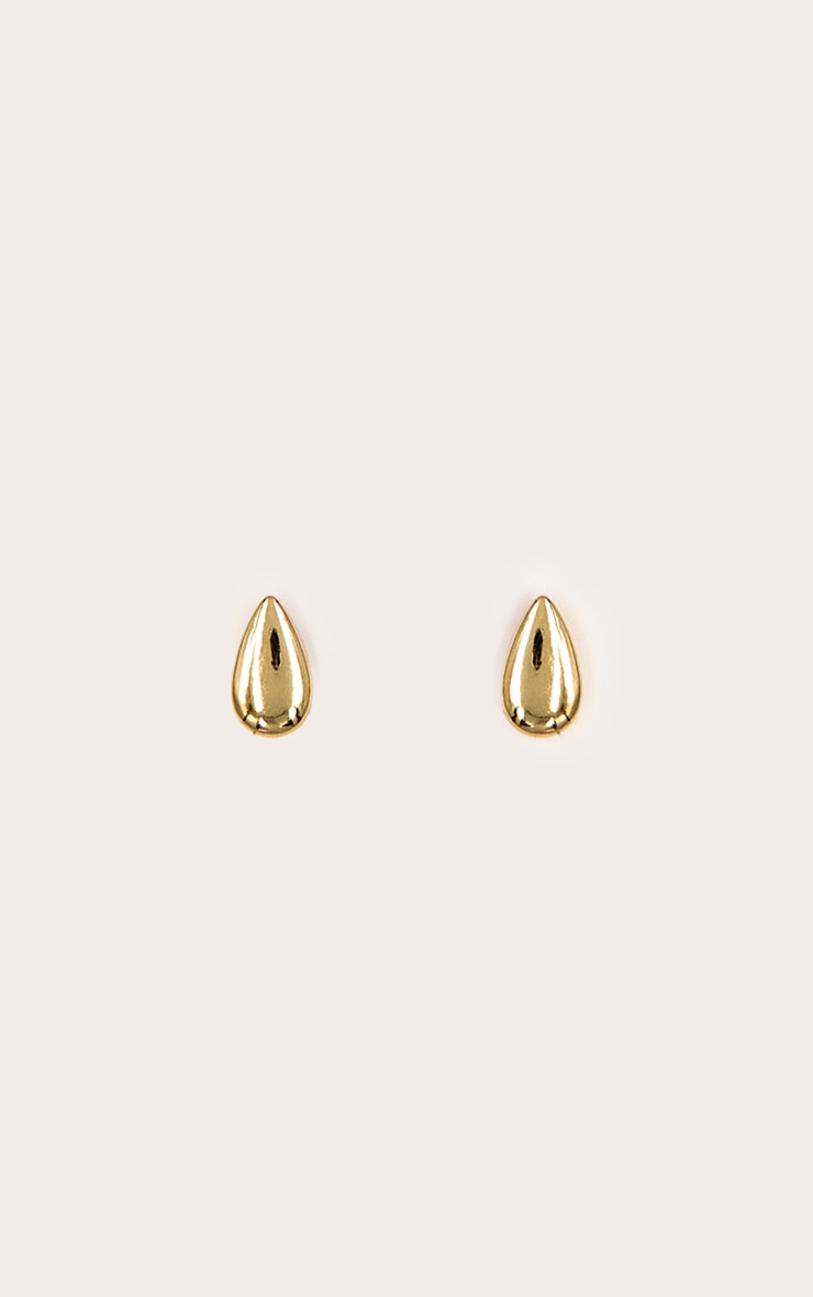Gold Plated Smooth Teardrop Earrings image 2