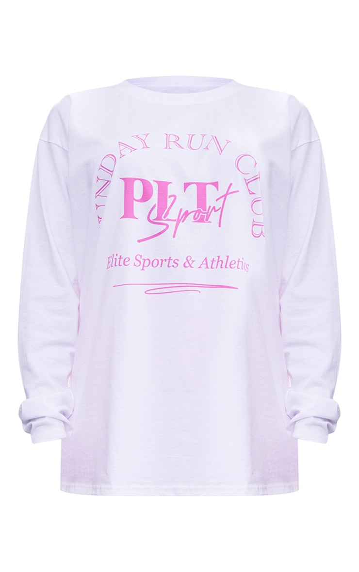 PRETTYLITTLETHING Mauve Sport Run Club Print Long Sleeve T Shirt image 4