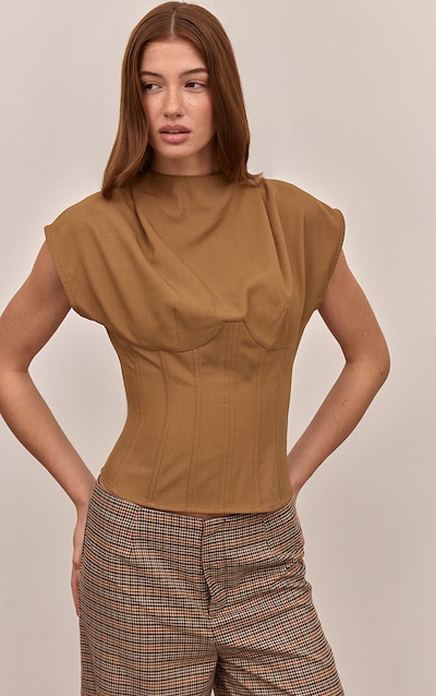 Camel Cinched Waist Top