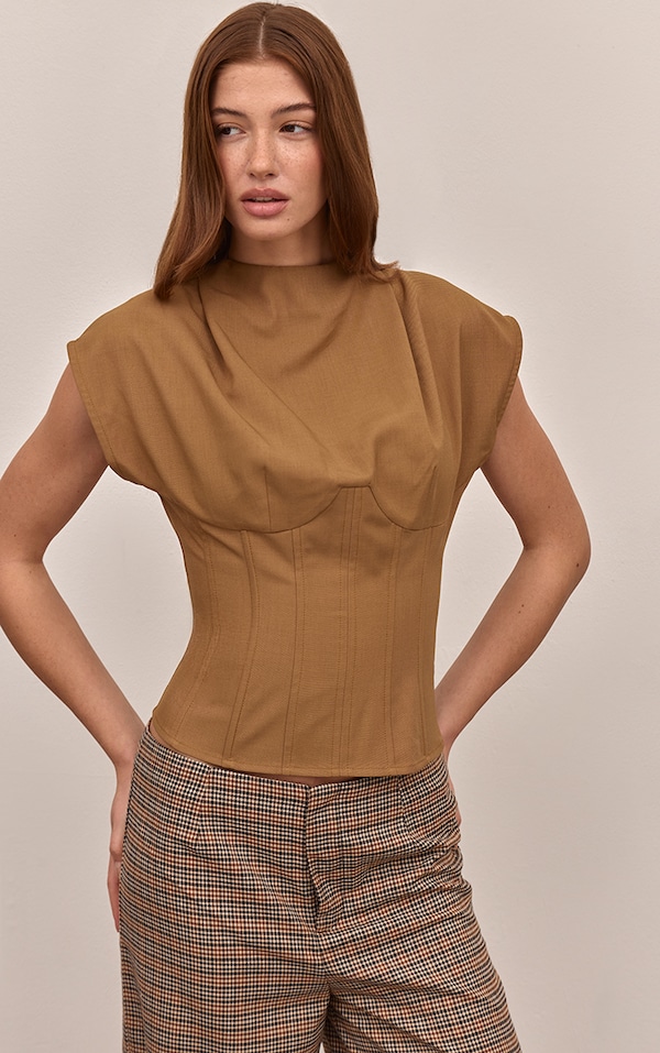 Camel Cinched Waist Top 
