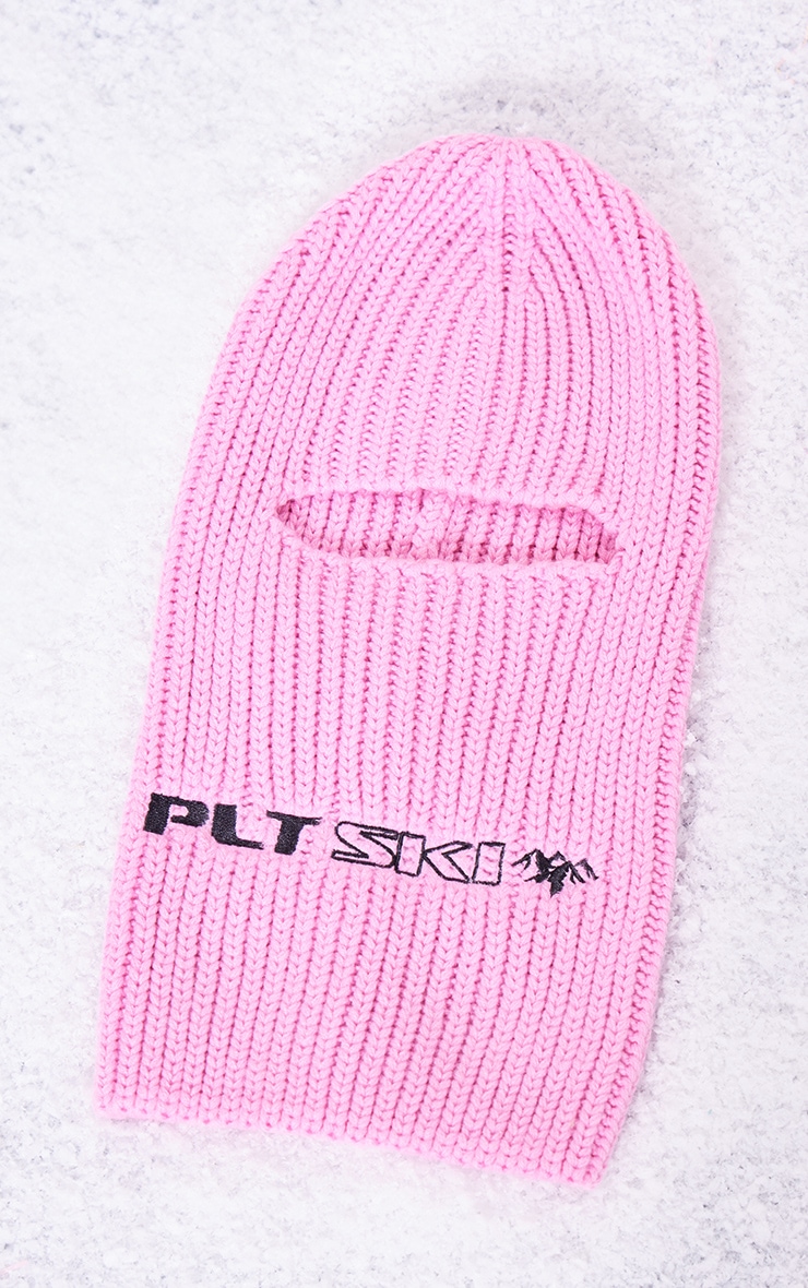 PRETTYLITTLETHING Baby Pink Ski Knit Balaclava image 2