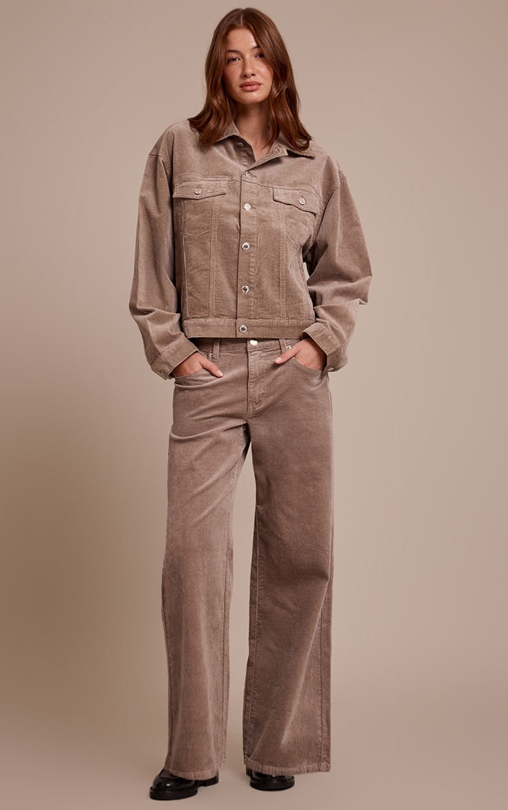 Taupe Cord Wide Leg Jeans image 1
