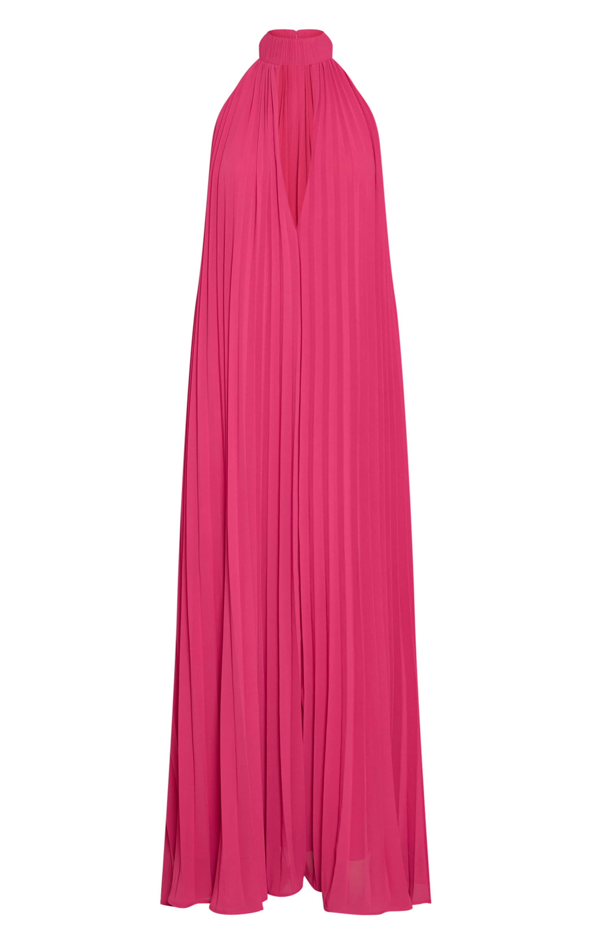 Bright Pink Plisse High Neck Maxi Dress image 5