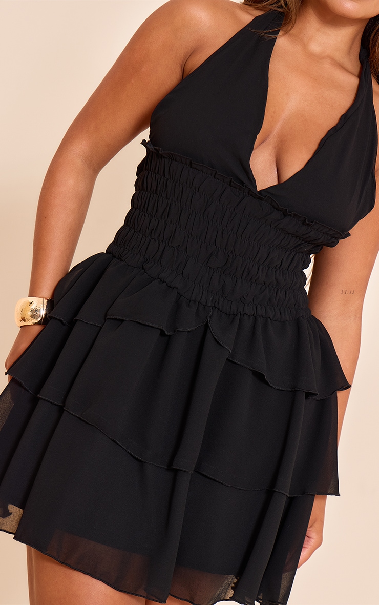 Shape Mini robe fluide en mousseline de soie noire à dos nu image 4