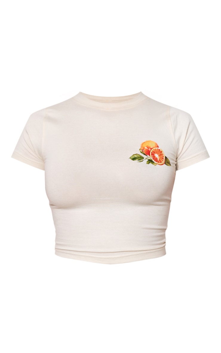 Petite Beige Valencia Graphic Crop Top image 5