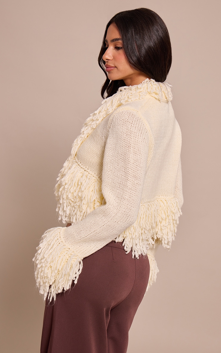 Petite Cream Loop Knit Edge Cardigan image 2