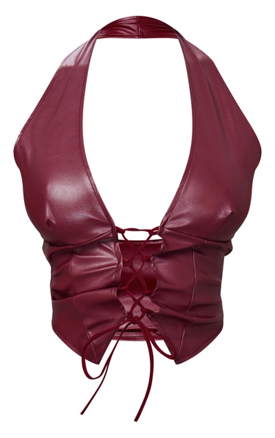 HALTERNECK FLOWER TOP IN RED