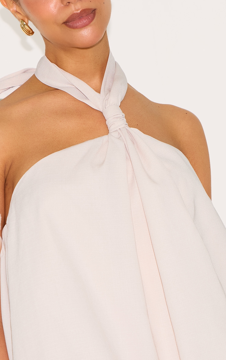 Petite Mini robe bouffante gris pierre à dos nu image 4