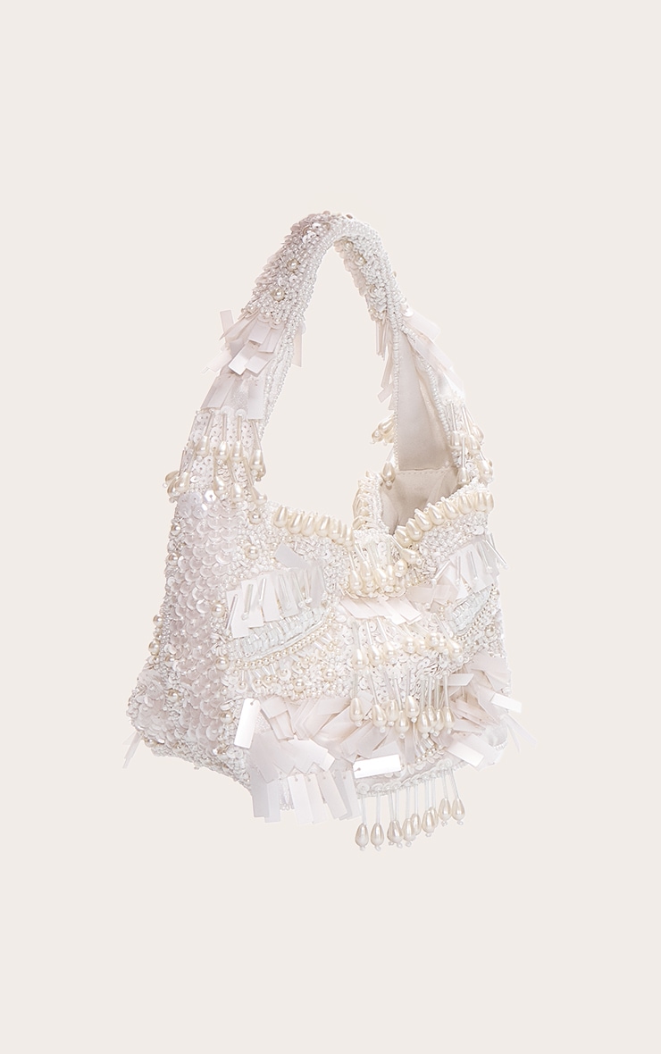 Cream Ornate Sequin Beaded Bag image 3
