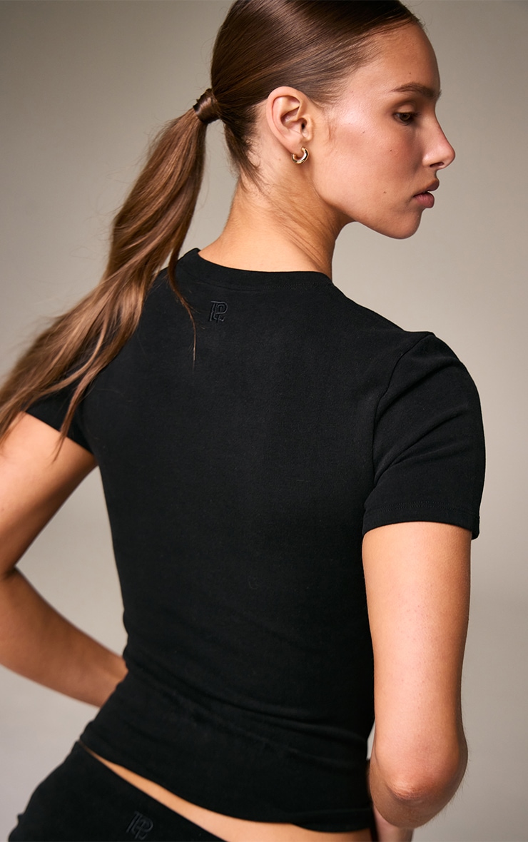 Black Soft Cotton Short Sleeve Top image 2