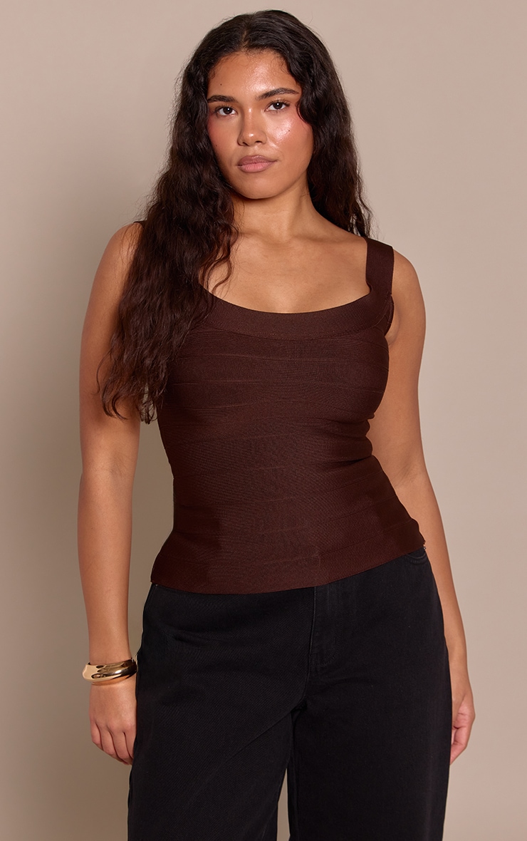 Shape Chocolate Bandage Scoop Neck Top