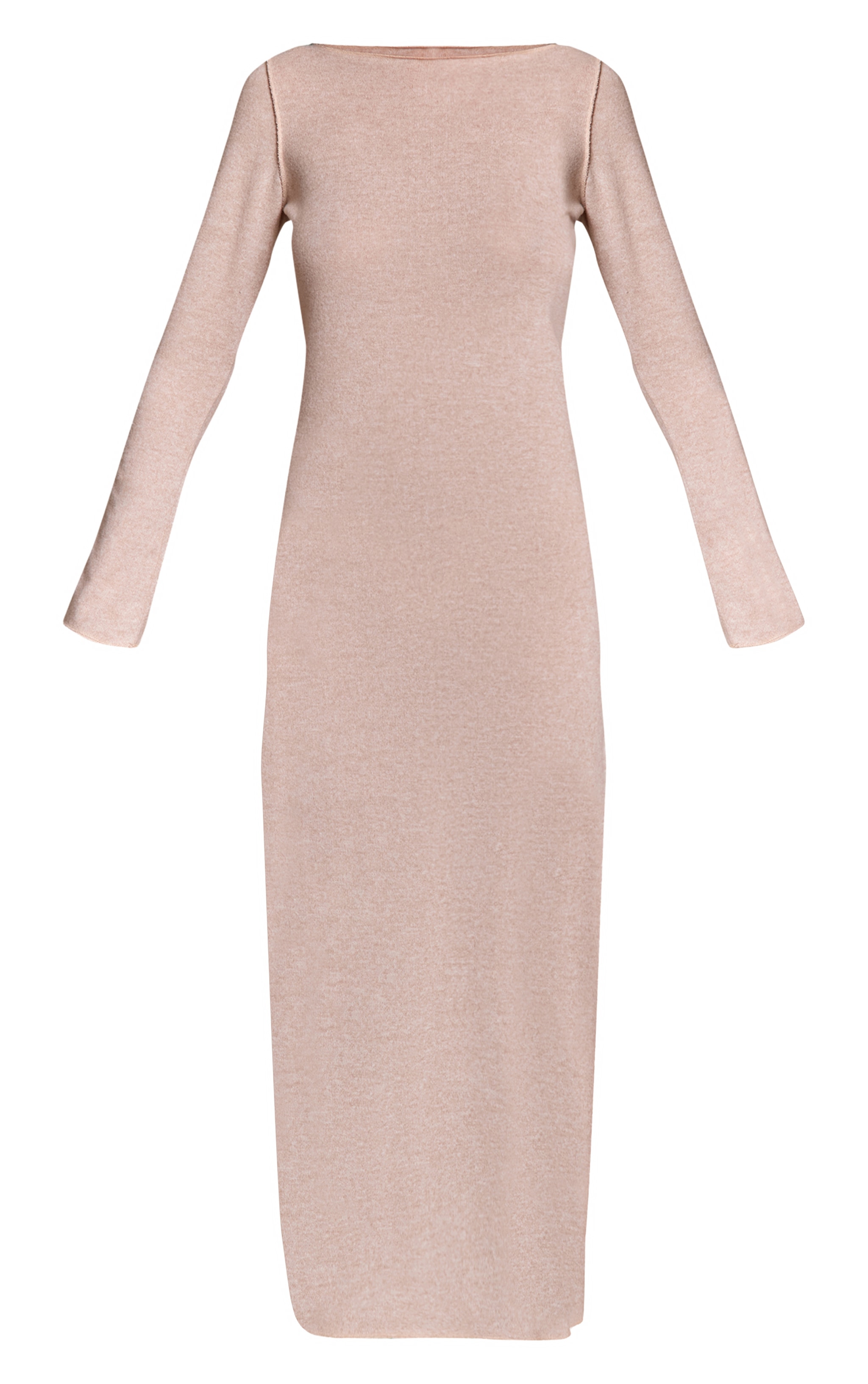 Robe longue en jersey crème à manches longues image 5