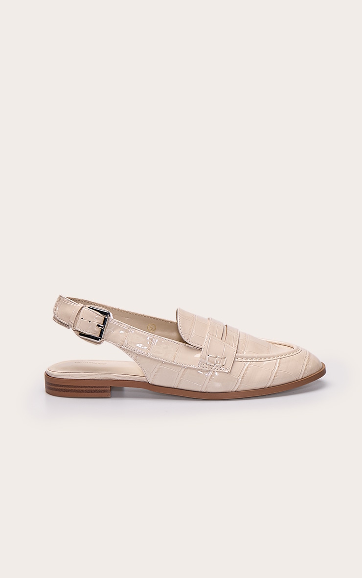 Mocassins crème effet croco à bride derrière image 2