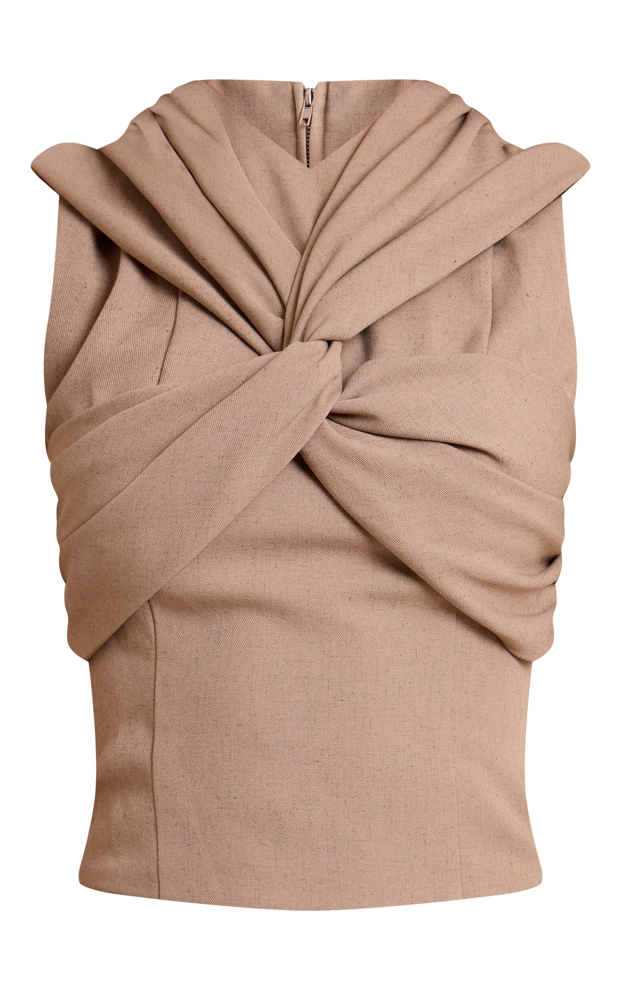 Taupe Woven Twist Top image 5