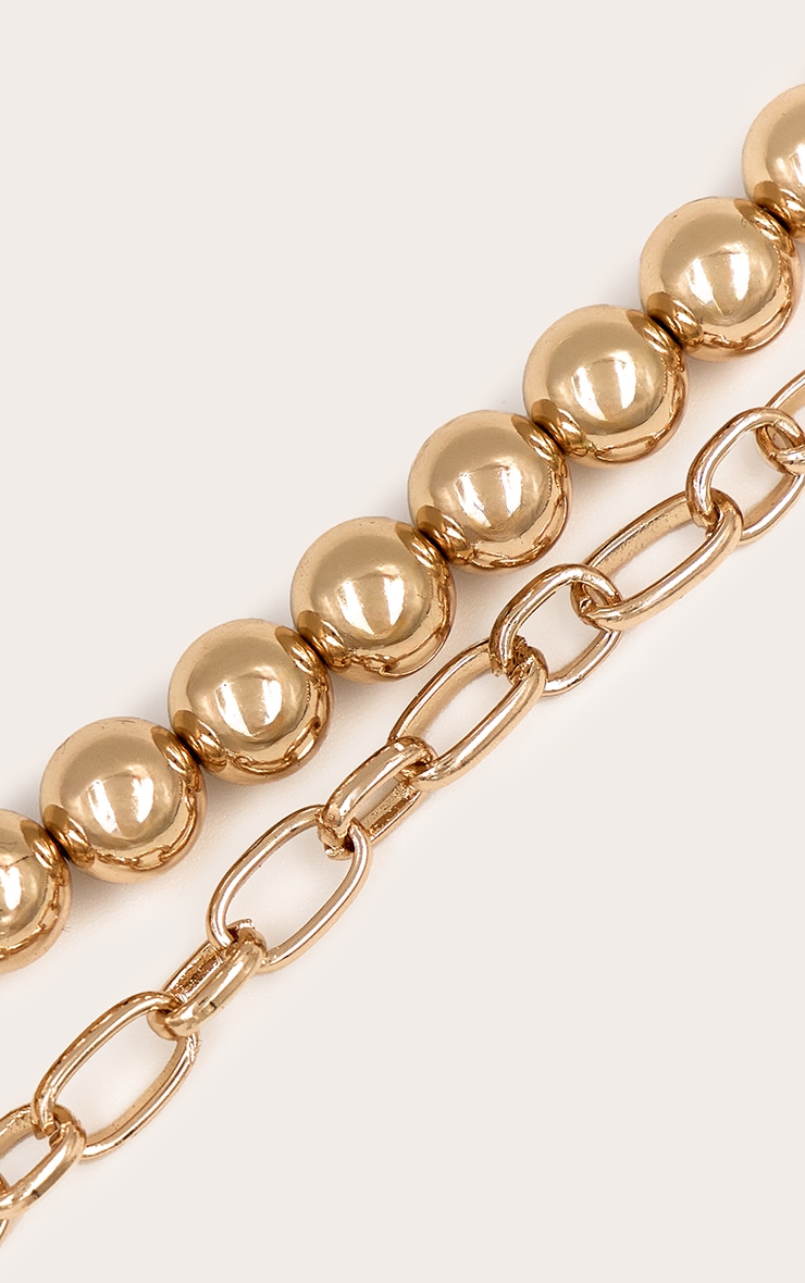 Gold Beaded Layered Chain Necklace image 3