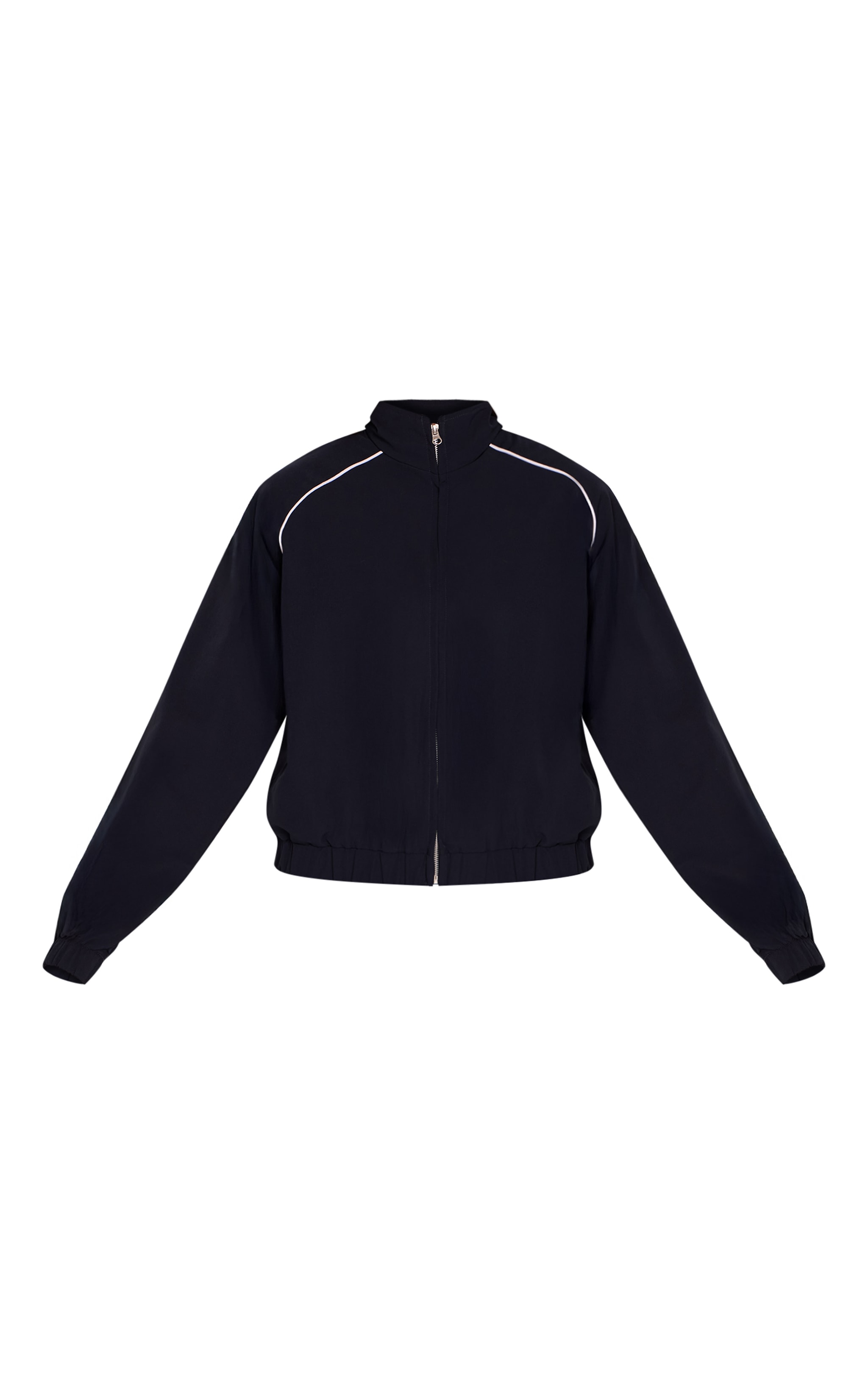 Veste bleu marine zippée à col entonnoir et lisérés contrastants image 5