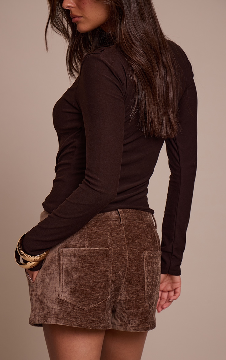Chocolate Velour Micro Hot Pants image 3