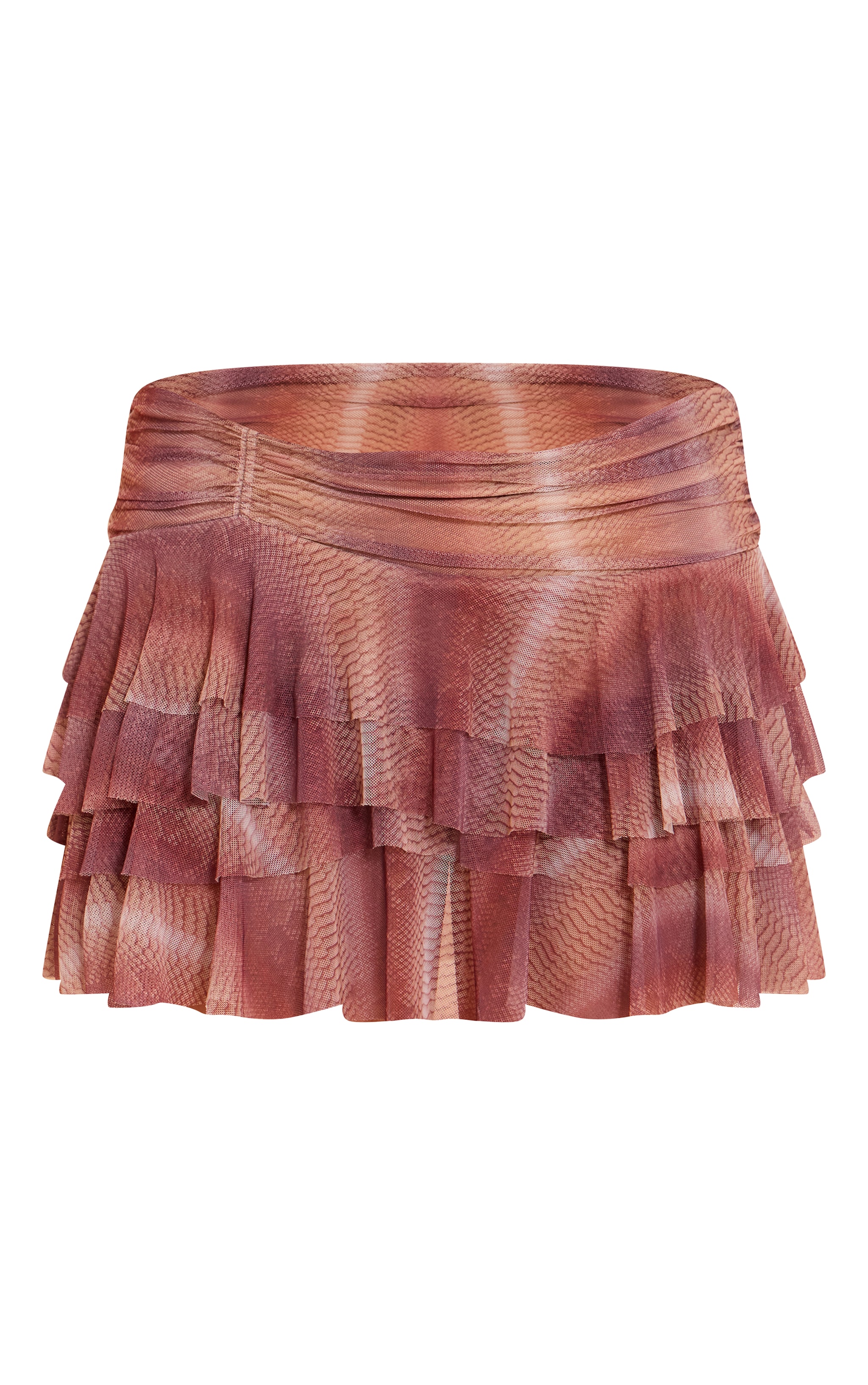 Multi Snake Printed Mesh Frilly Low Waist Mini Skirt image 6