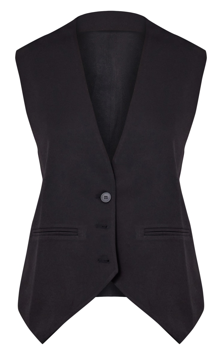 Tall Black Button Front Waistcoat | Tall | PrettyLittleThing
