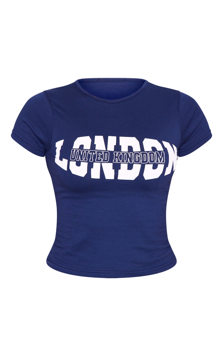 Navy Puff Print London Fitted T-shirt