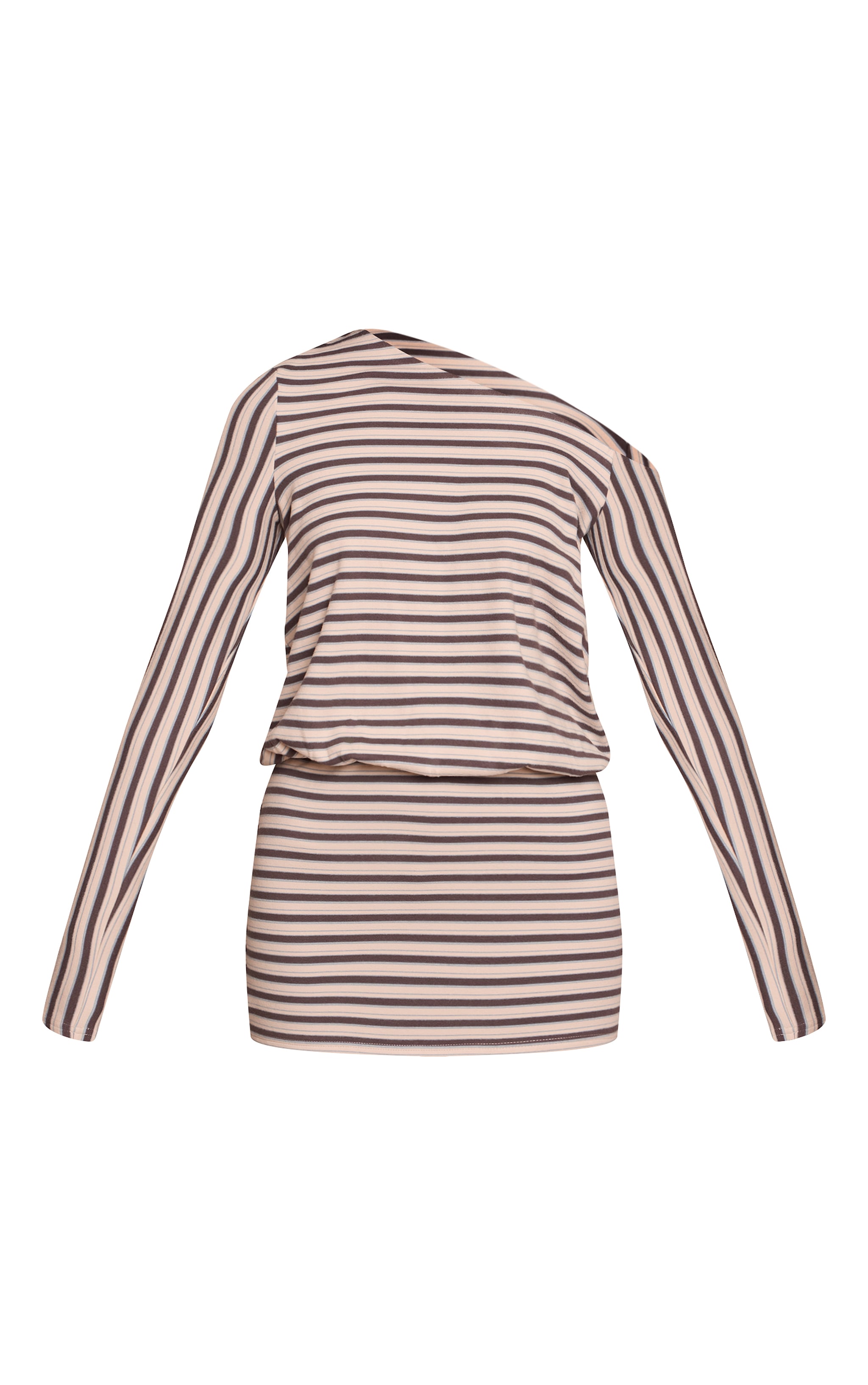 Blue Striped Asymmetric Long Sleeve Bodycon Dress image 5