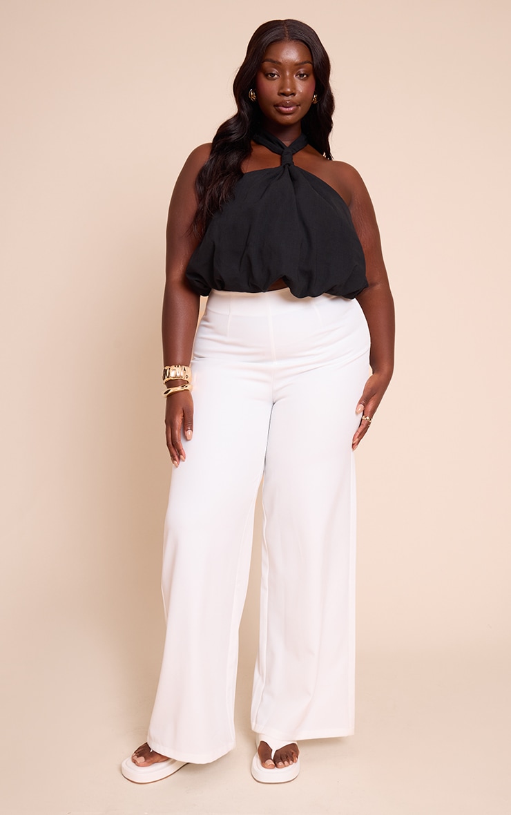 Plus Black Halterneck Puffball Top image 3